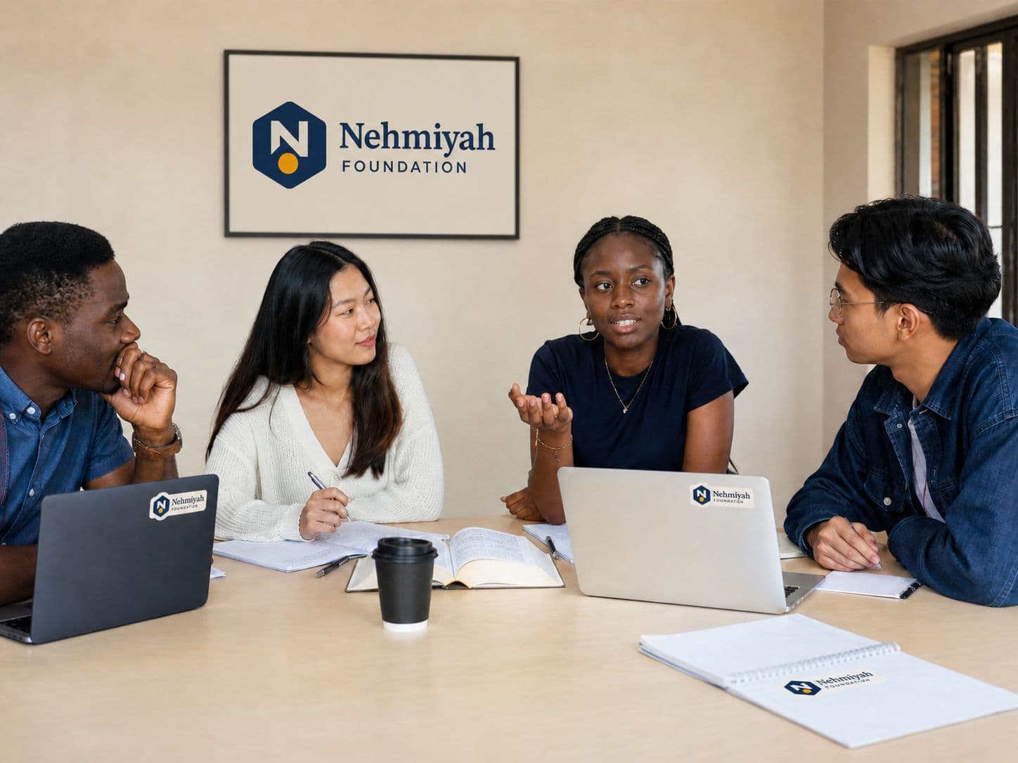 Nehmiyah Leadership Academy students working together in a group session